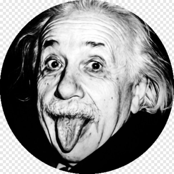 Альберт Эйнштейн на белом фоне с языком