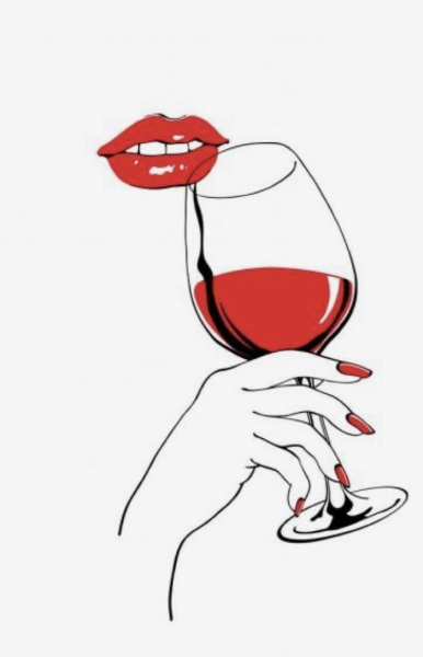 Бокал вина и губы