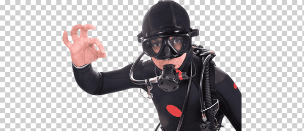 Водолаз на белом фоне