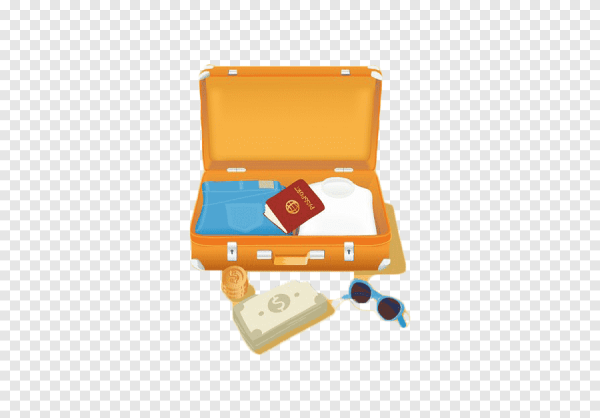 Открытый чемодан на прозрачном фоне