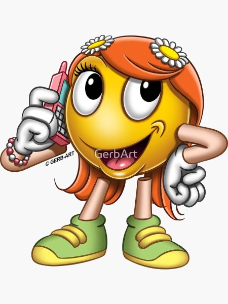 Смайлик с телефоном в руках