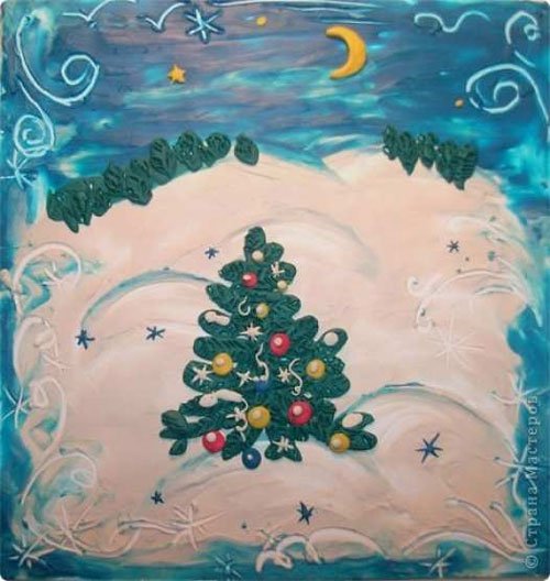 Картина из пластилина новый год