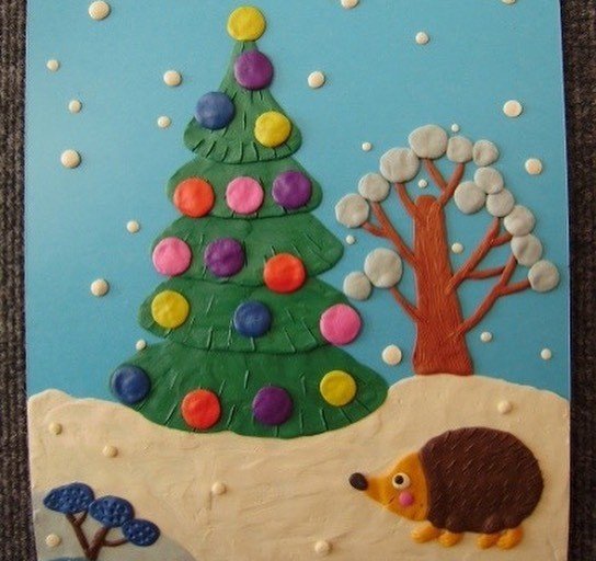 Зимние поделки из пластилина