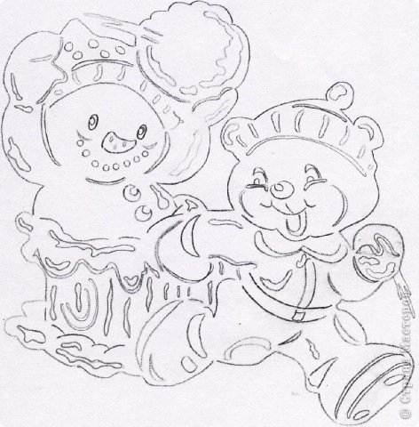 Мишка трафарет на окно