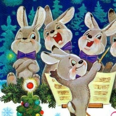 Новогодний Зайка на лыжах