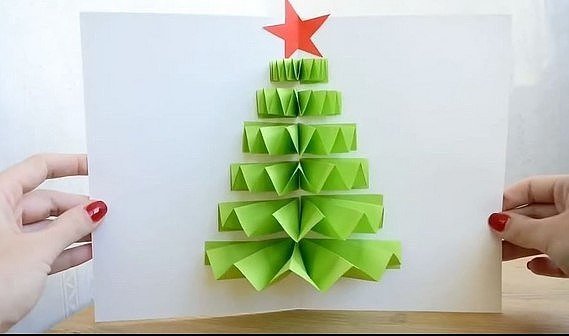 Открытка с объемной елочкой