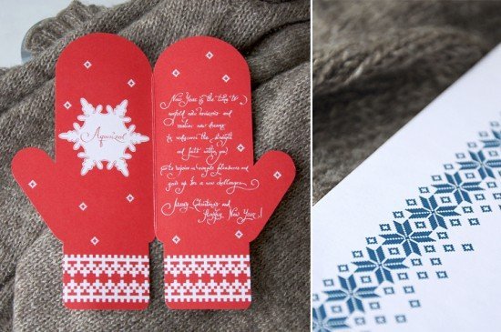 Открытка варежки