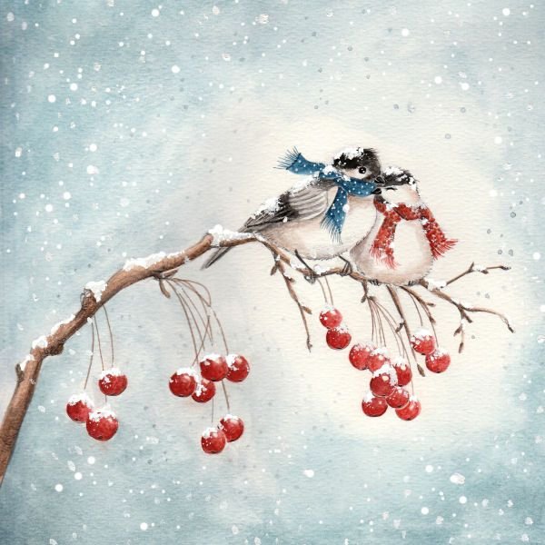 Зимние Акварельные открытки