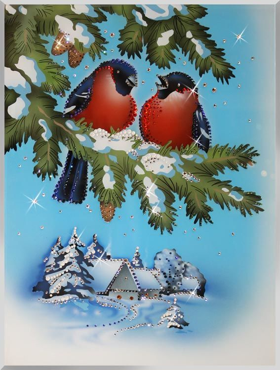Открытки зимняя тематика. Открытка "Снегири". Новогодние открытки со снегирями. Снегирь на еловой ветке. Открытки с зимним пейзажем.