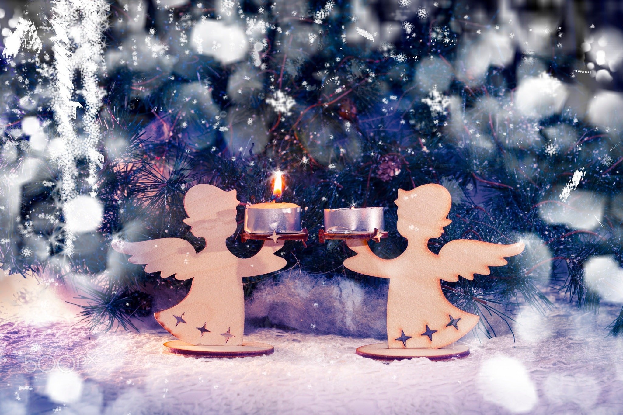Рождественский фон с ангелами