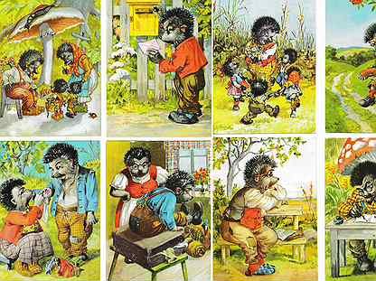 Немецкие открытки с ежиками