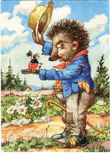 Открытки с ежиками Эрих Нойберт