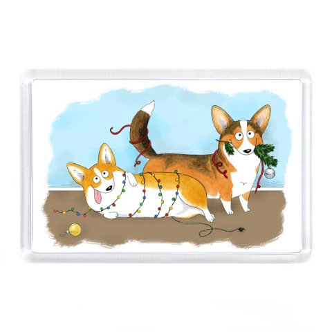 Открытка с корги на новый год