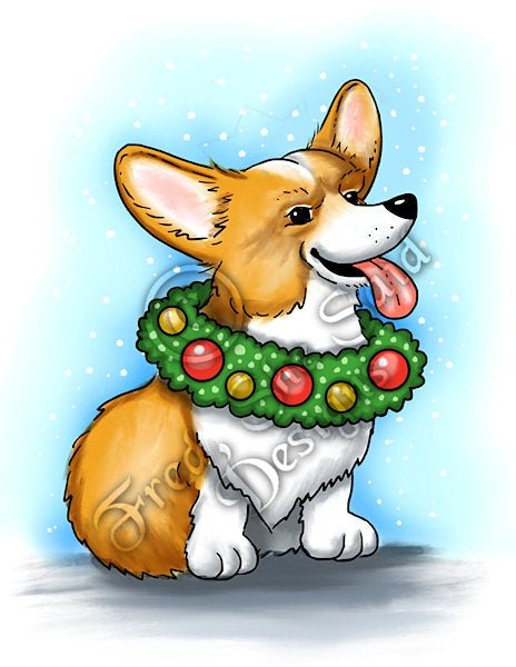 Новогодний корги рисунок