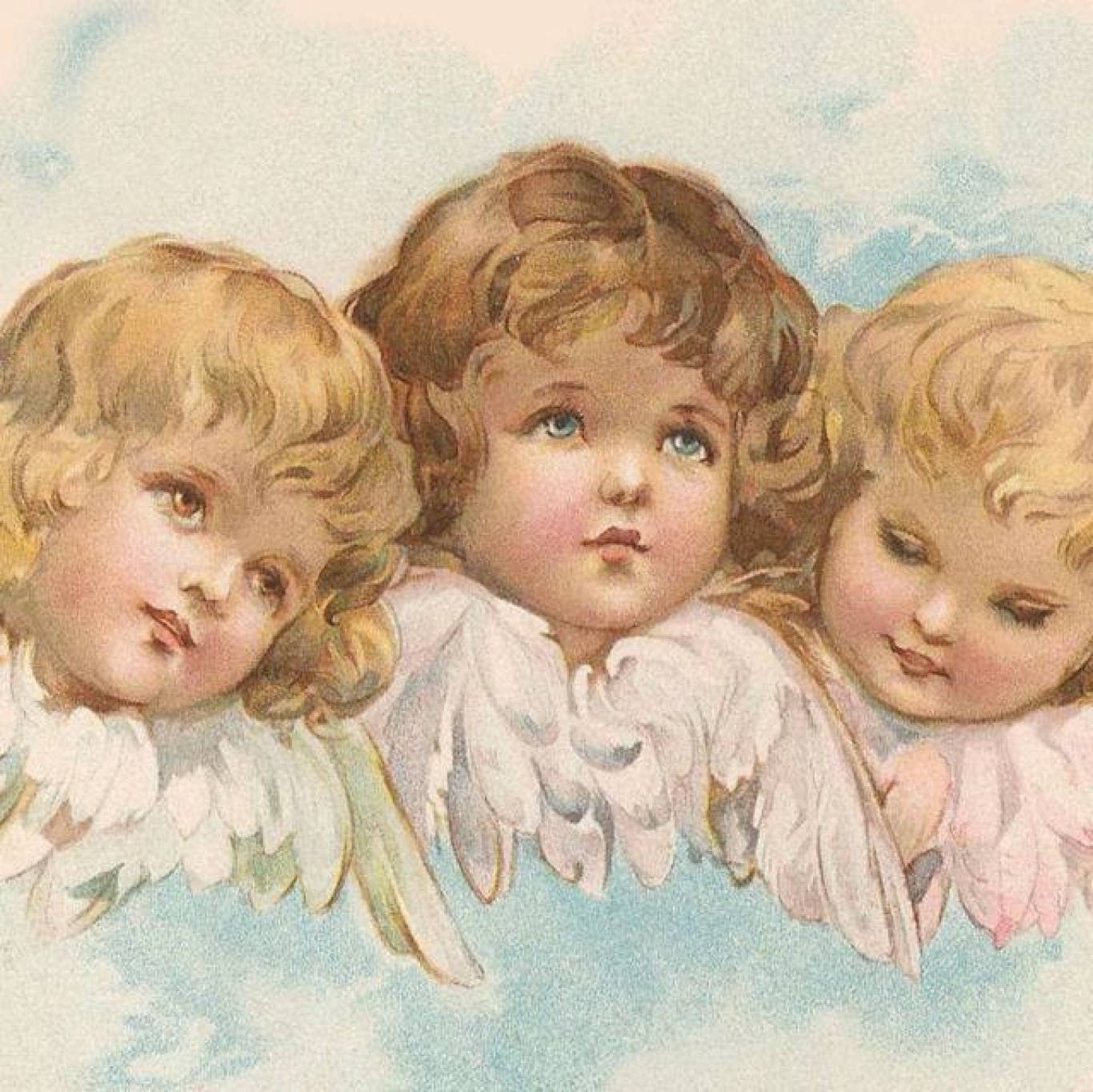 Три ангела хранителя детей песня. Ангелочки живопись. Картина ангел. Винтажные ангелочки для декупажа. Картины ангелочков.