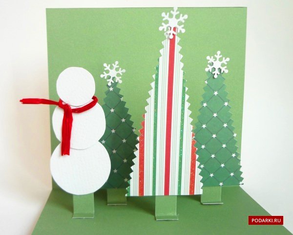 Объемная открытка на новый год детская