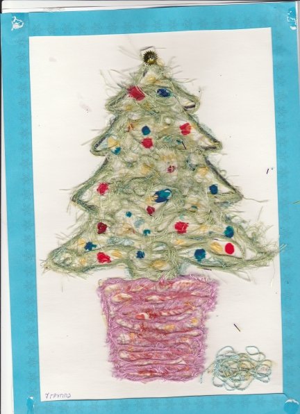 Открытка елка из ниток