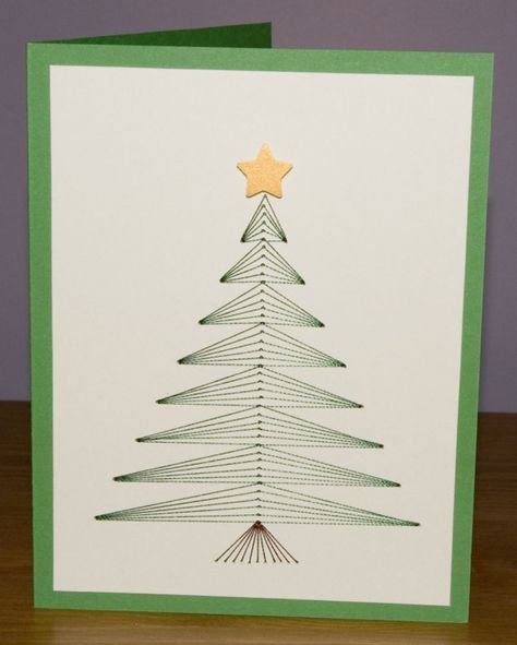 Аппликация елка из ниток на картоне