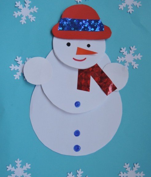 Снеговик аппликация в детский сад