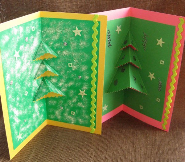 Раскладная открытка елка