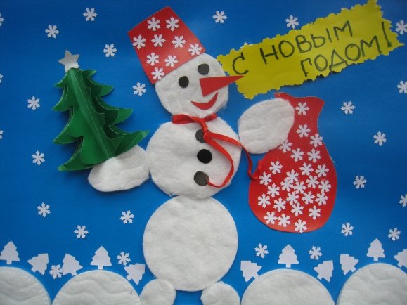 Поделки из ватных дисков на новый год