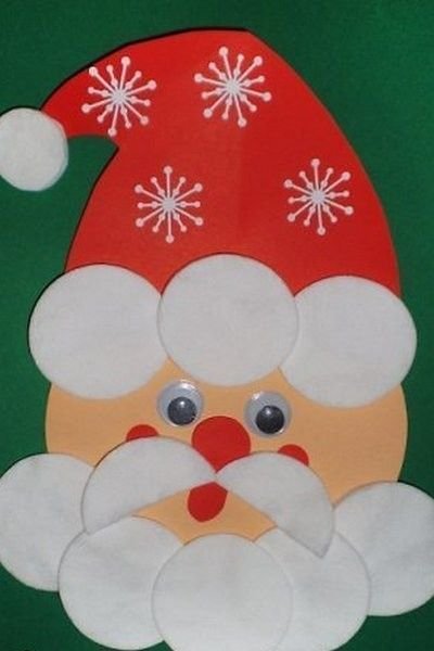 Новогодняя аппликация из ватных дисков