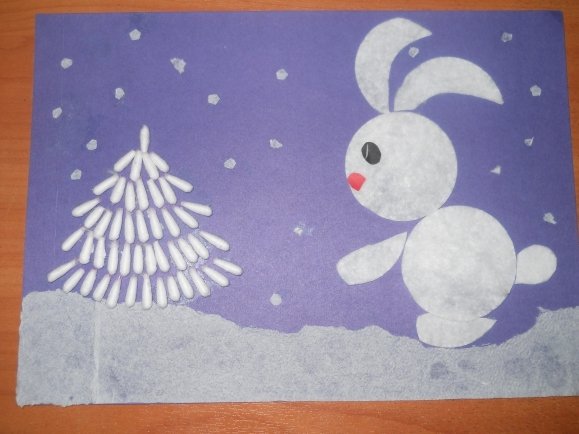 Поделки на новый год из ватных дисков и палочек