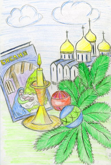 Рождественский рисунок в школу