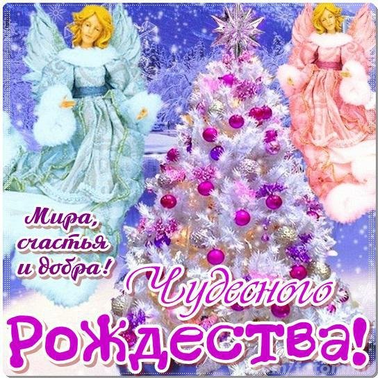 С Рождеством счастья мира и добра открытка