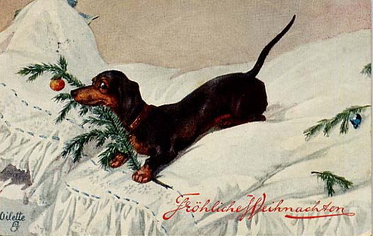 Новогодние открытки старые с таксами