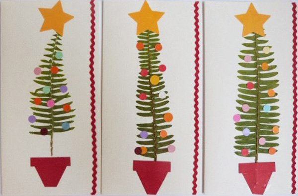 Открытка с елочкой гармошкой