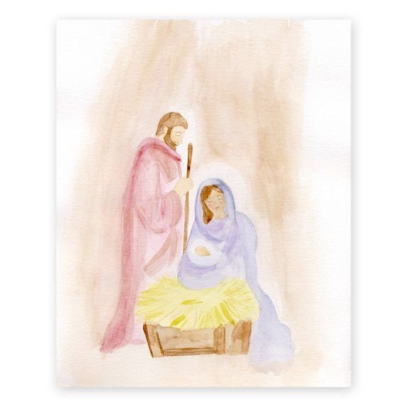 С Рождеством Христовым акварель