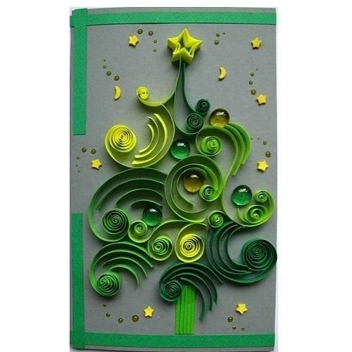 Квиллинг открытка на новый год быка