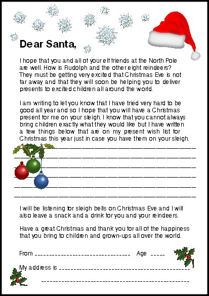 Letter to Santa раскраска
