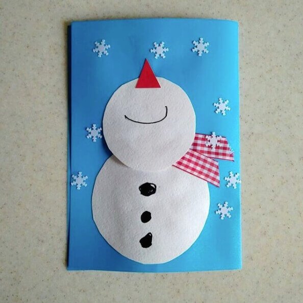 Новогодняя открытка из ватных дисков