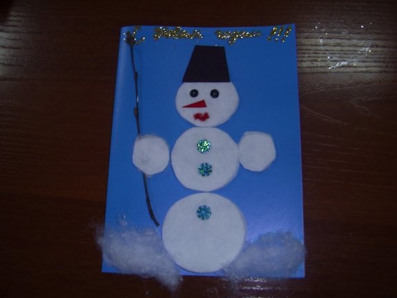 Снеговик из ватных дисков в детском саду