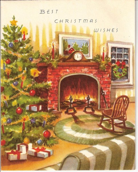 Открытка с камином