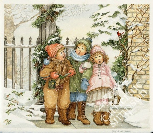 Винтажная зимняя открытка