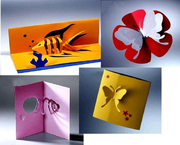 Открытка с объемными цветами