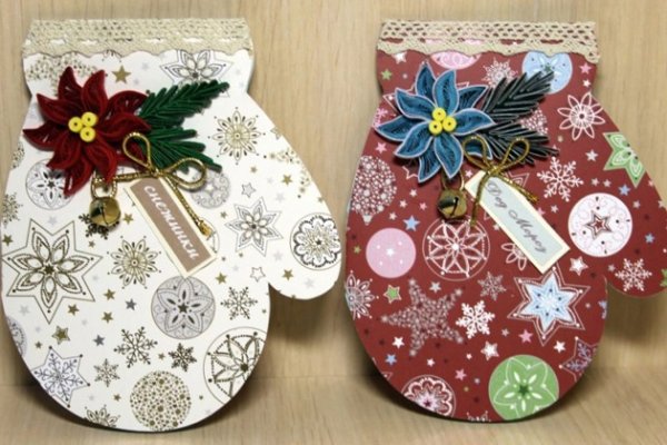 Открытка в виде рукавички