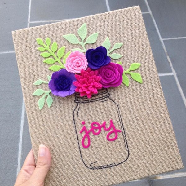 Открытка с цветами из фетра