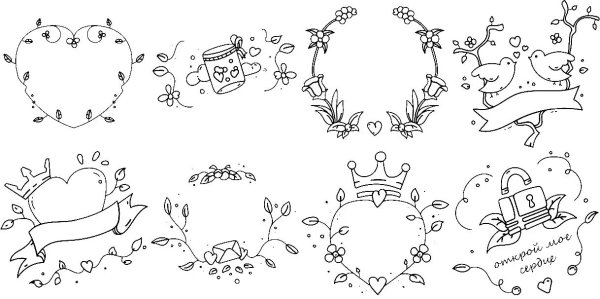 Стикеры чёрно белые для личного дневника