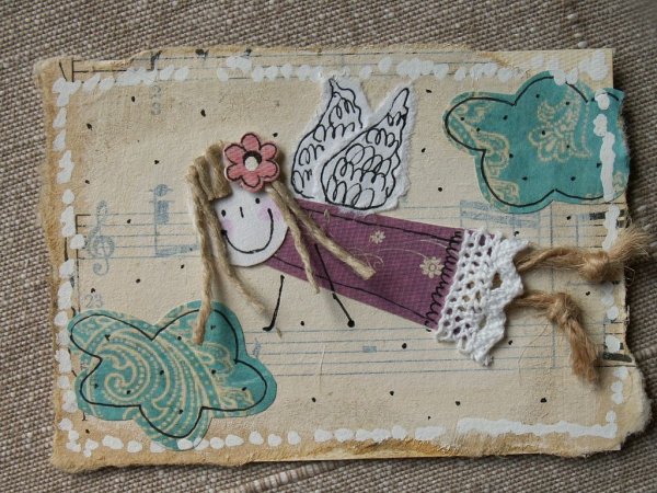 Открытка из ткани