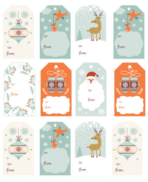 Новогодние этикетки для подарков