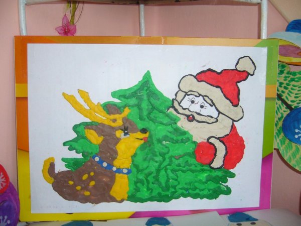 Пластилинография для детей новый год