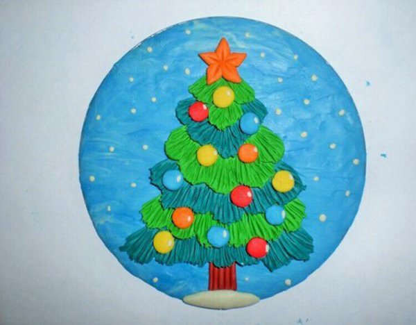 Поделки из пластилина на новый год