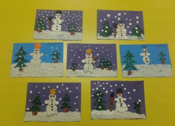 Пластилинография зима старшая группа