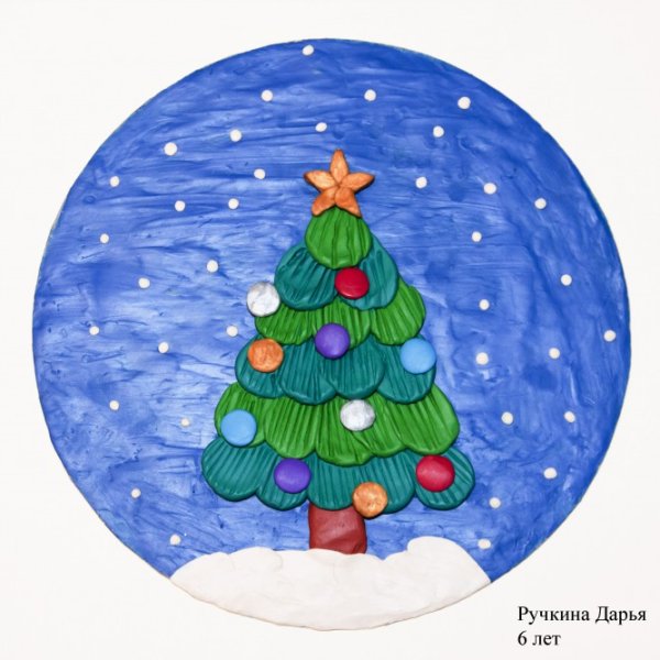 Рисование пластилином новый год