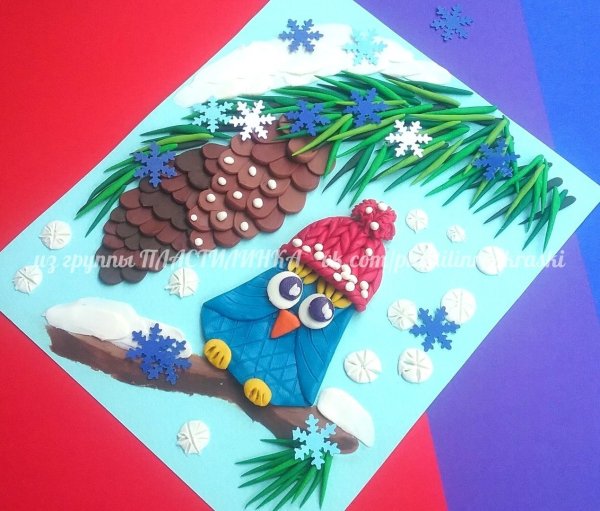 Лепка из пластилина на зимнюю тему