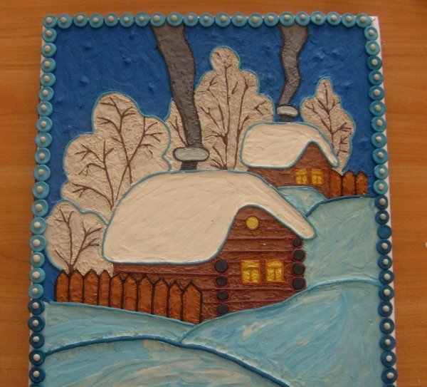 Зимнее панно из пластилина